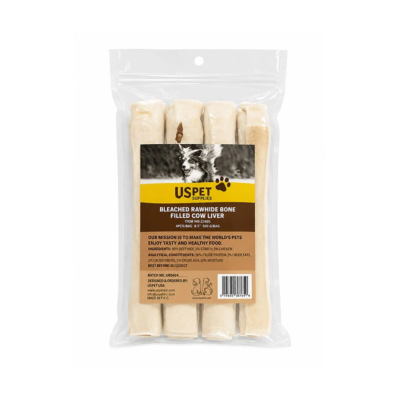 تشویقی سگ یو اس پت مدل Bleached Rawhide Bones طعم مغز جگر وزن 500 گرم
