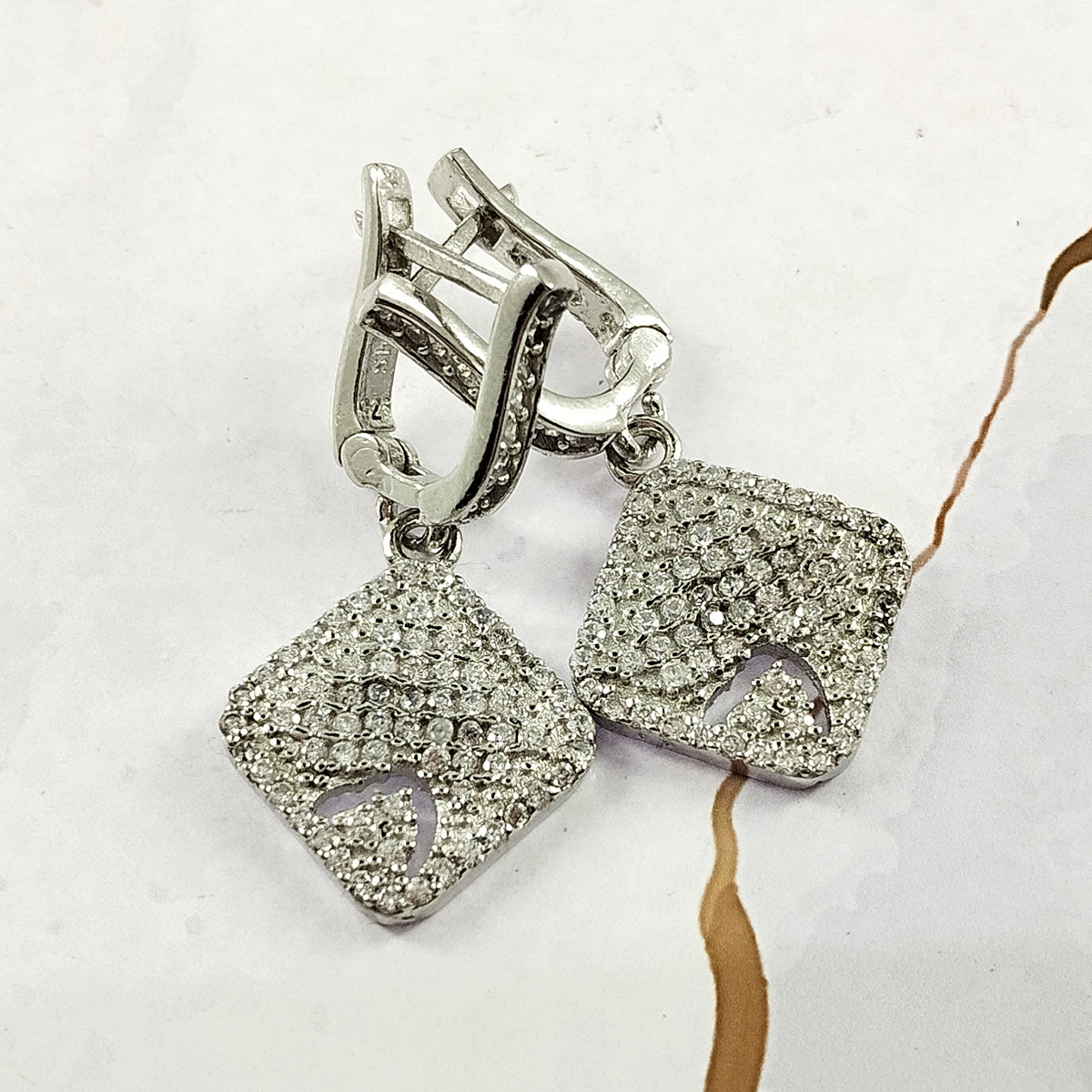 گوشواره نقره زنانه سلین کالا مدل لوزی کد 10