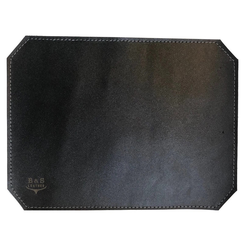 ماوس پد چرم طبیعی دست دوز لاکچری مدل M22 مشکی B&S Leather 