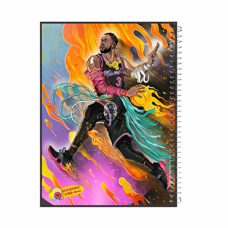 دفتر مشق 100 برگ گلبرگ طرحورزشی بسکتبال کد 1519