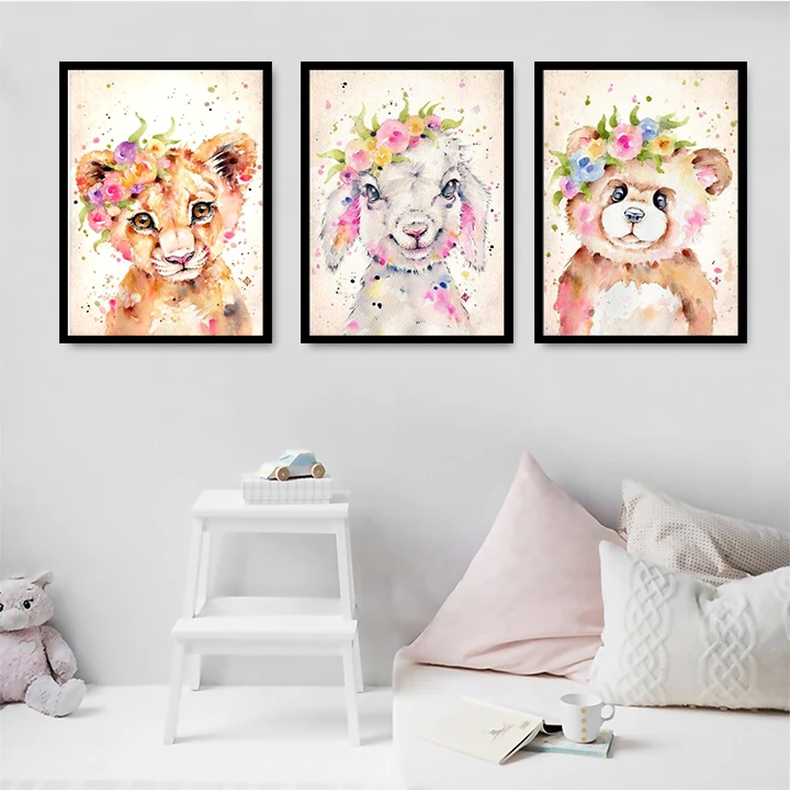 تابلو کودک و نوزاد مدل ANIMAL PAIN ART کد TC40M مجموعه 3 عددی