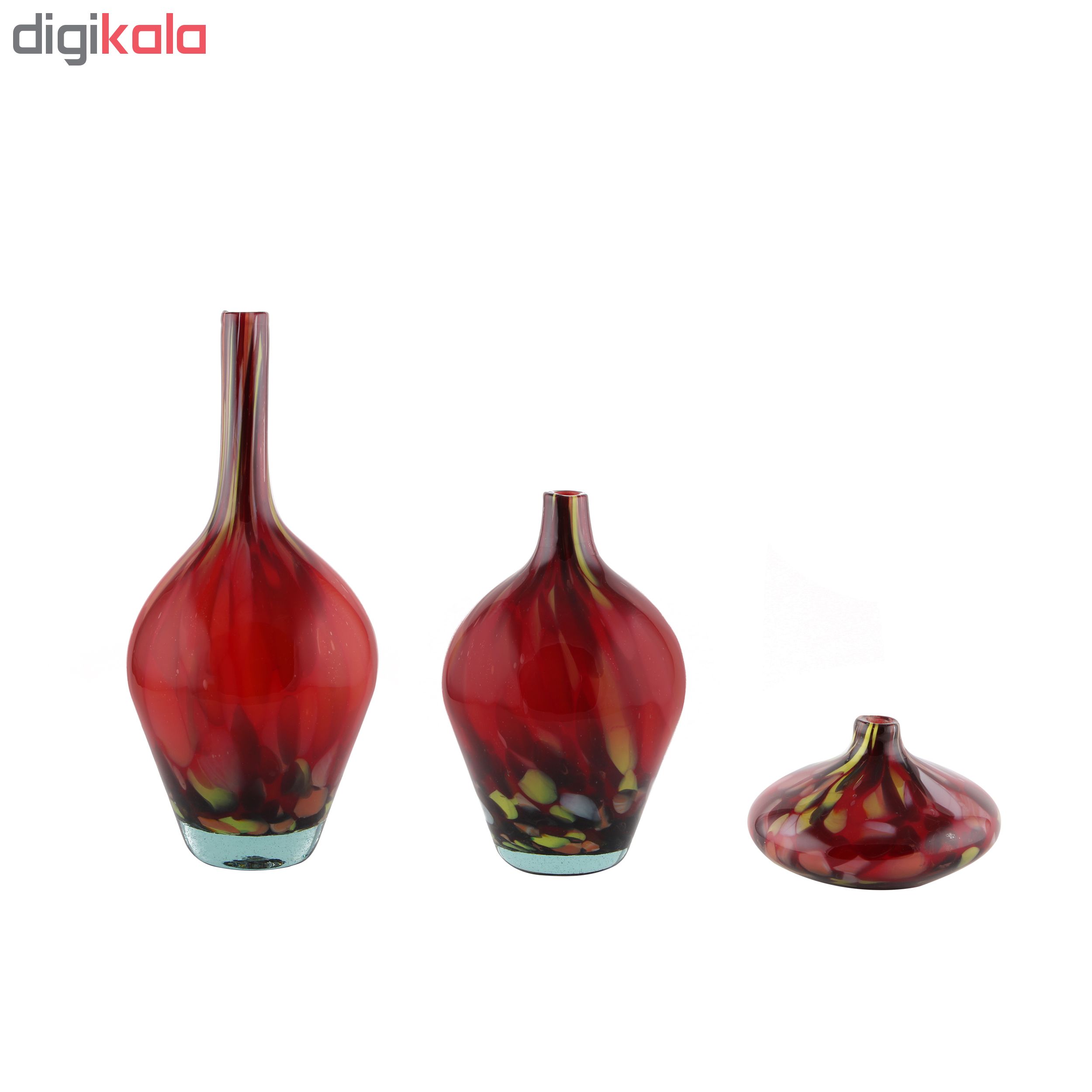 گلدان شیشه ای طرح سالونگ الوان مجموعه سه عددی