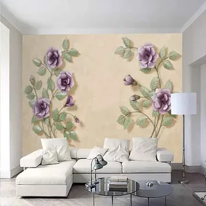 پوستر دیواری سه بعدی مدل شاخه گل بنفش DVRF2266