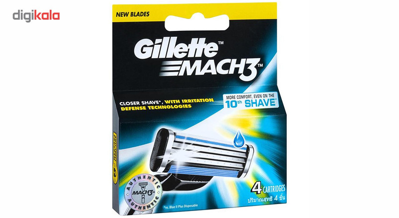 تیغ یدک ژیلت مدل Mach 3 بسته 4 عددی تیغ یدک ژیلت مدل Mach 3 بسته 4 عددی