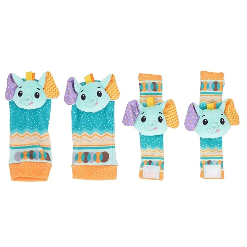 جغجغه مدل مچ بند و پاپوش عروسکی فیل بسته 4 عددی 