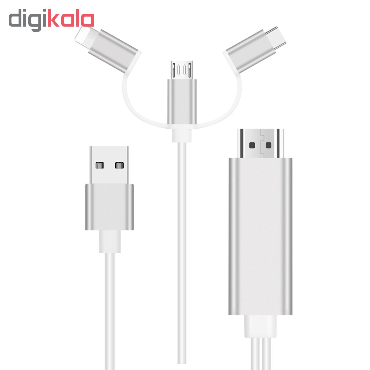 کابل رابط HDMI به همه گوشی موبایل ها( لایتنینگ و میکرو و تایپ سی) مدل 3in1 طول 1.8 متر