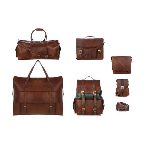 ست کیف چرمی ام کی مدل Cow leather مجموعه 7 عددی