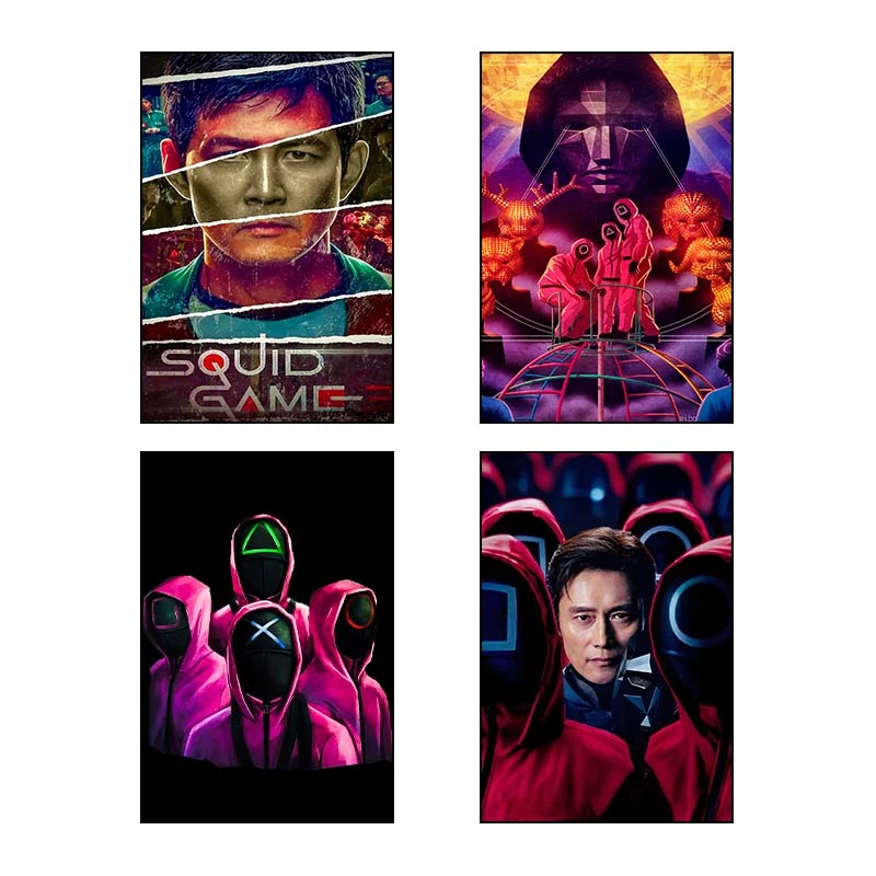 تابلو شاسي کارنيکا طرح بازی مرکب Squid Game کد 26749 مجموعه 4 عددی