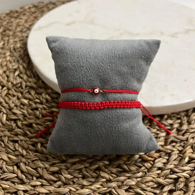 پابند زنانه مدل چشم زخم قلب مجموعه 2 عددی