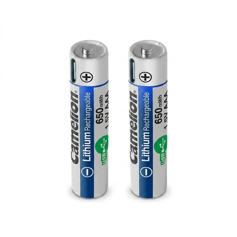 باتری نیم قلمی قابل شارژ کملیون مدل 1.5VLi-AAA650 بسته دو عددی