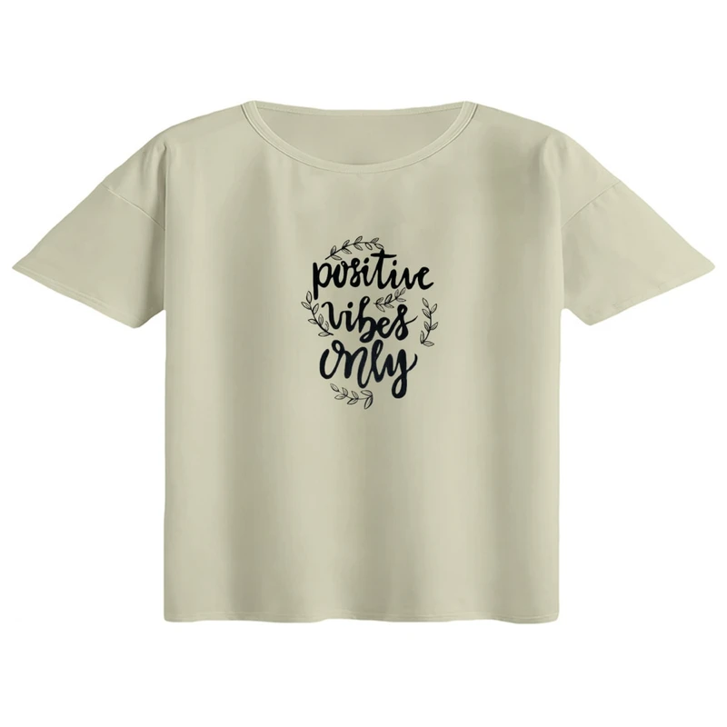 کراپ تی‌شرت آستین کوتاه زنانه مدل تکست مینیمال کد02