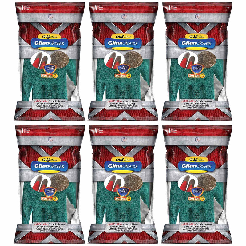 دستکش ایمنی دستکش گیلان مدل Latex.L.s2 مجموعه 6 عددی