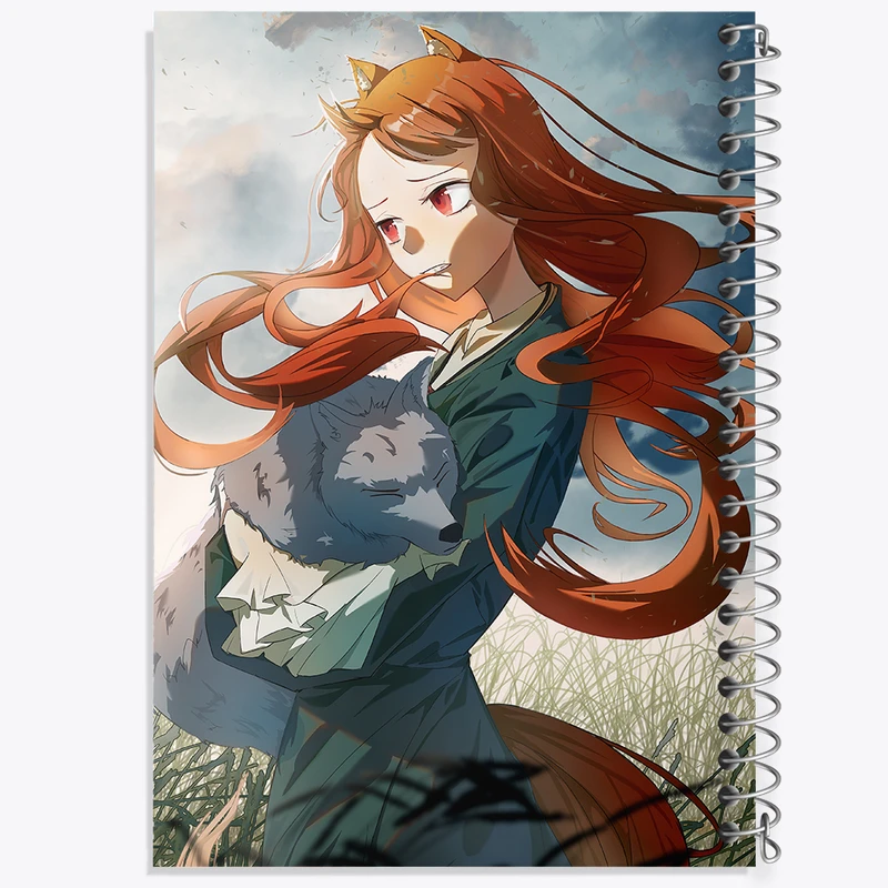 دفتر شطرنجی 50 برگ خندالو مدل هولو انیمه ادویه و گرگ کد 36163