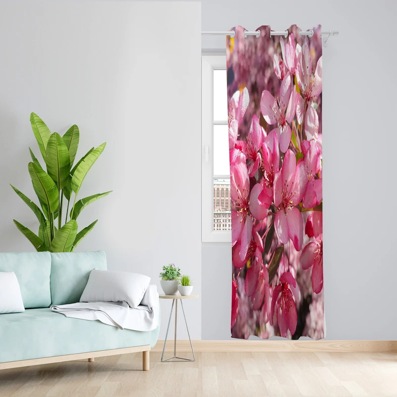 پرده طرح گل مدل مخمل پانچی کد L 1411L Z سایز 140x200 سانتی متر