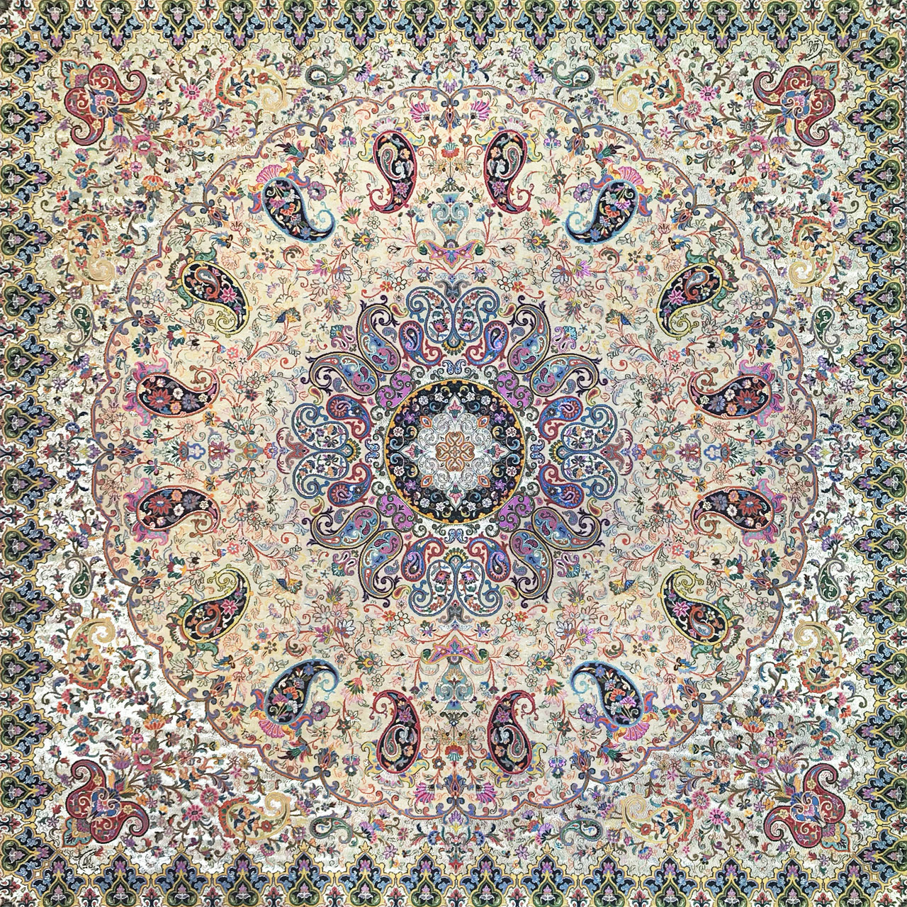 رومیزی ترمه ابریشم خانه ترمه ایران طرح مهرناز