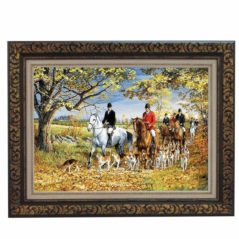 تابلو فرش ماشینی نقش نگار رضوی طرح شکارگاه کد 993D