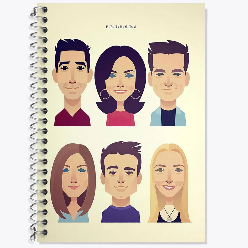 دفتر زبان 50 برگ خندالو مدل سه خط طرح سریال فرندز Friends کد 3913