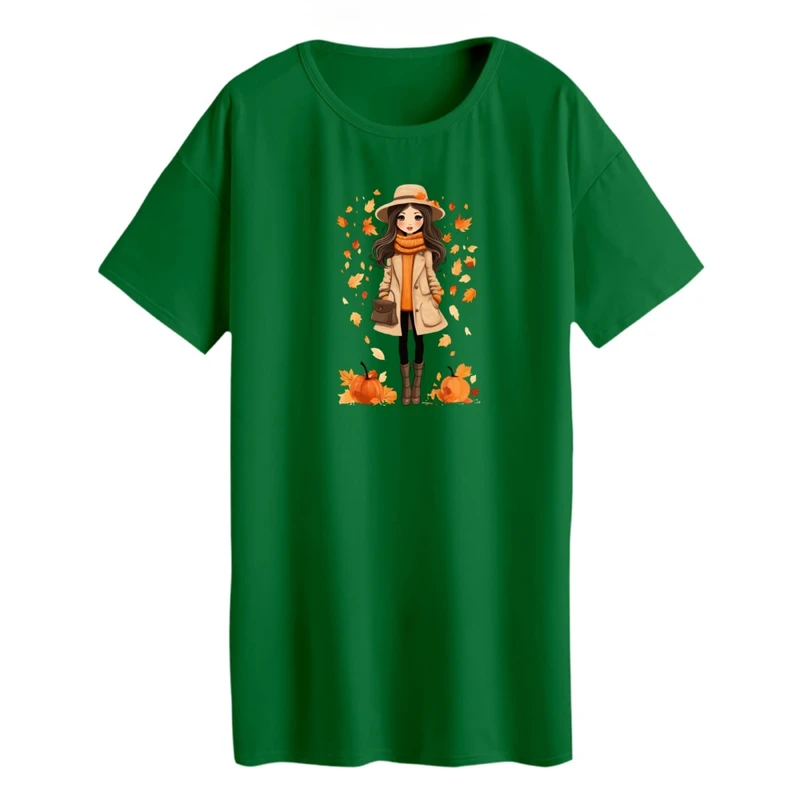 تی شرت لانگ زنانه مدل دختر پاییزی کد 2