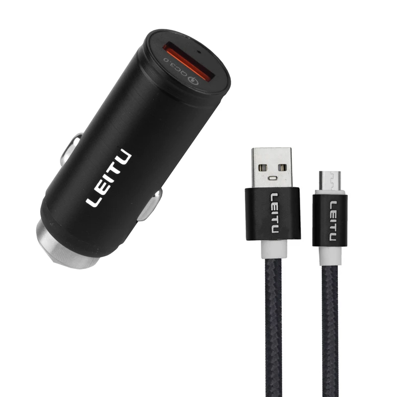 شارژر فندکی لیتو مدل LC-C3 18W به همراه کابل تبدیل MICROUSB