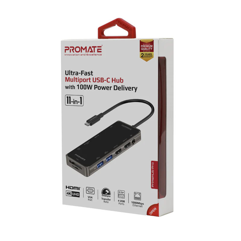 هاب 11 پورت USB-C پرومیت مدل PRIMEHUB-PRO