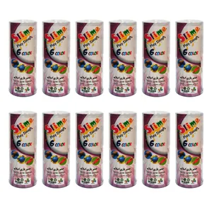 خمیر بازی اسلایم 6 رنگ شاپرک مدل بلک لایت بسته 72 عددی