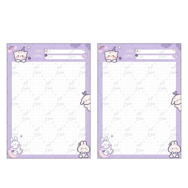 برچسب مدل برش نخورده طرح برگه یادداشت گربه و خرگوش مجموعه 2 عددی