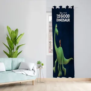  پرده مدل کارتون دایناسور مخمل پانچی کد 962 سایز 140x280 سانتی متر