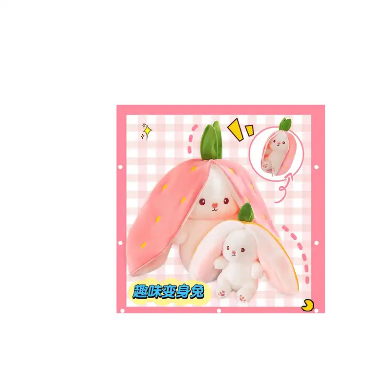 عروسک طرح خرگوش توت فرنگی مدل 09 ارتفاع 20 سانتیمتر