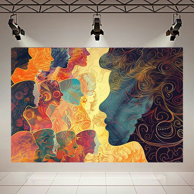 تابلو بوم طرح مخمل انتزاعی چهره کد PD130495
