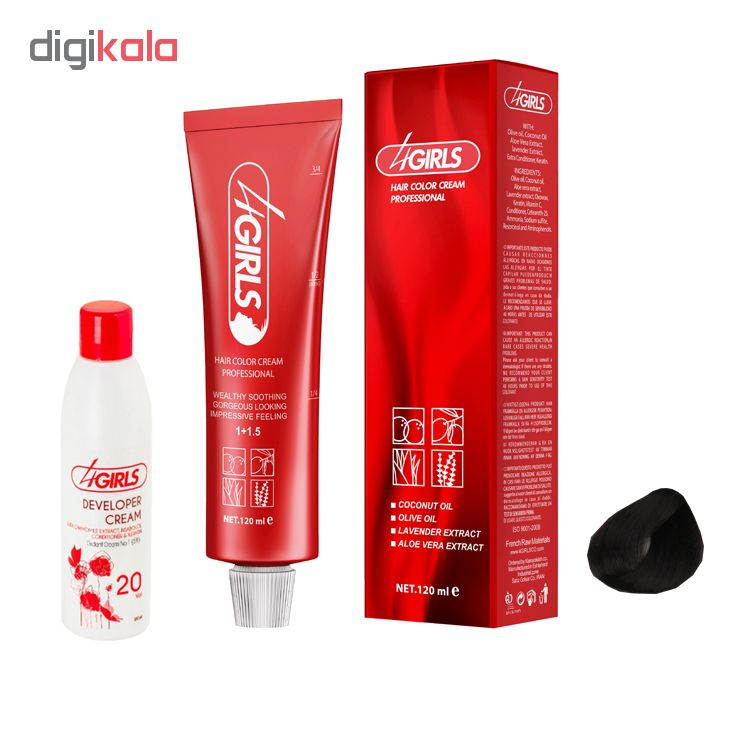 رنگ مو فور گیرلز سری طبیعی شماره N4 حجم 120 میلی لیتر رنگ قهوه ای متوسط به همراه اکسیدان