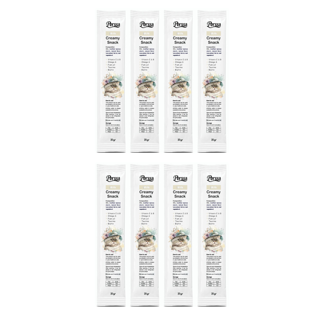 بستنی گربه پرسا مدل شیر وزن 20 گرم مجموعه 8 عددی