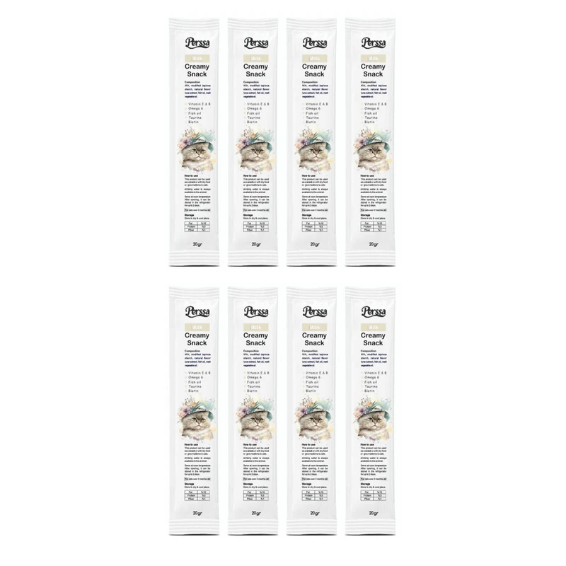 بستنی گربه پرسا مدل شیر وزن 20 گرم مجموعه 8 عددی