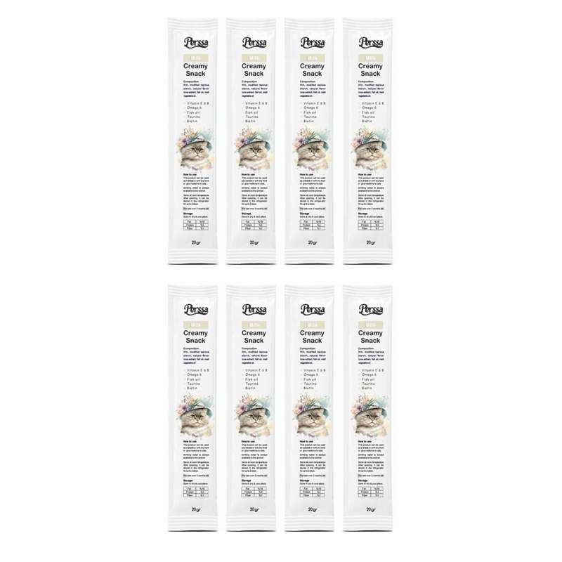 بستنی گربه پرسا مدل شیر وزن 20 گرم مجموعه 8 عددی