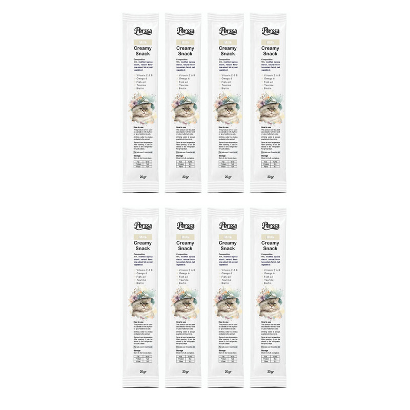 بستنی گربه پرسا مدل شیر وزن 20 گرم مجموعه 8 عددی