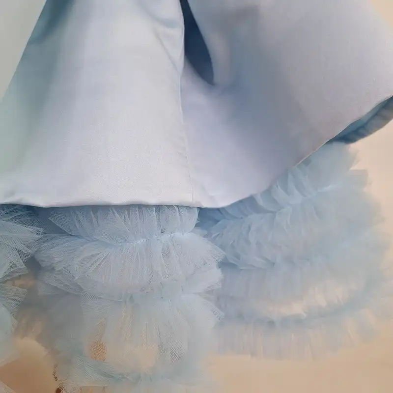 پیراهن دخترانه مدل مجلسی مهمانی پفی پرنسسی رنگ آبی