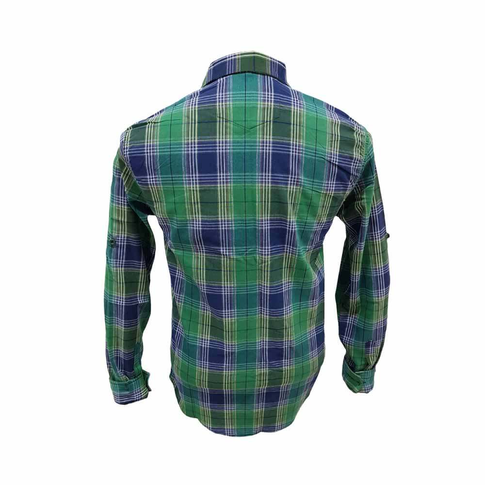 پیراهن آستین بلند مردانه مدل چهارخانه کد 1 رنگ سبز