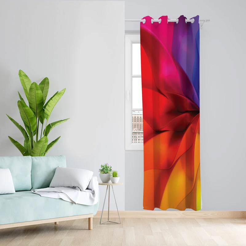 پرده طرح رنگی مدل مخمل پانچی کد L 1398L Z سایز 140x200 سانتی متر