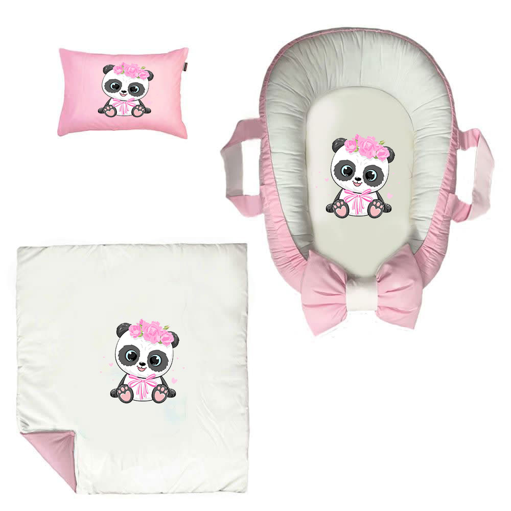 سرویس خواب سه تکه نوزاد ناریکو مدل گارد محافظ دار طرح پاندا کد 0170