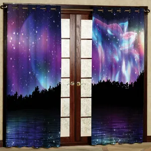 پرده مدل منظره شب هازان پانچی کد 2240 سایز 140x200 سانتی متر