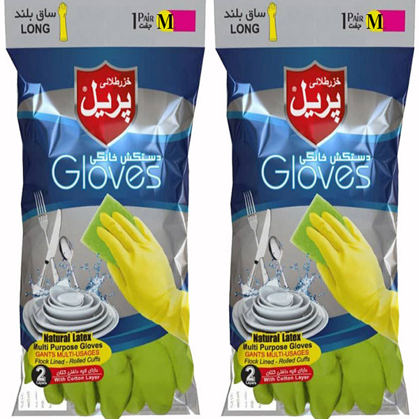 دستکش آشپزخانه خزر طلائی پریل مدل M-L بسته 2 عددی