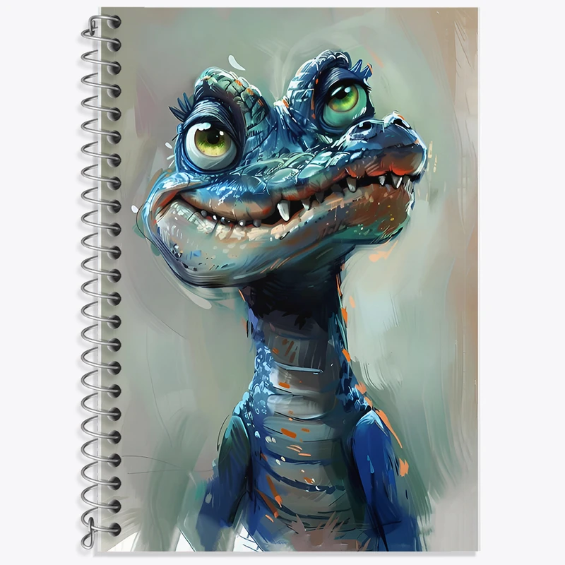 دفتر زبان 50 برگ خندالو مدل سه خط طرح تمساح کد F6578