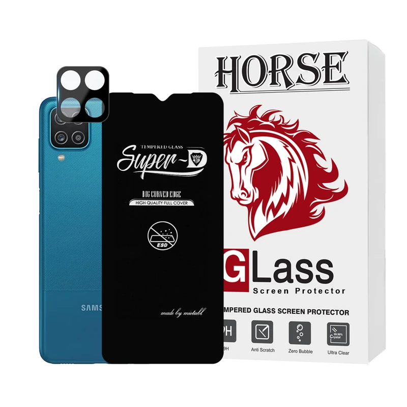 محافظ صفحه نمایش هورس مدل SUPLNFUHO مناسب برای گوشی موبایل سامسونگ Galaxy A12 / A12 Nacho / M12 / F12 به همراه محافظ لنز گوشی