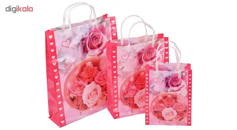 ساک هدیه مدل قلب مجموعه 3 عددی کد DOP-XY-017