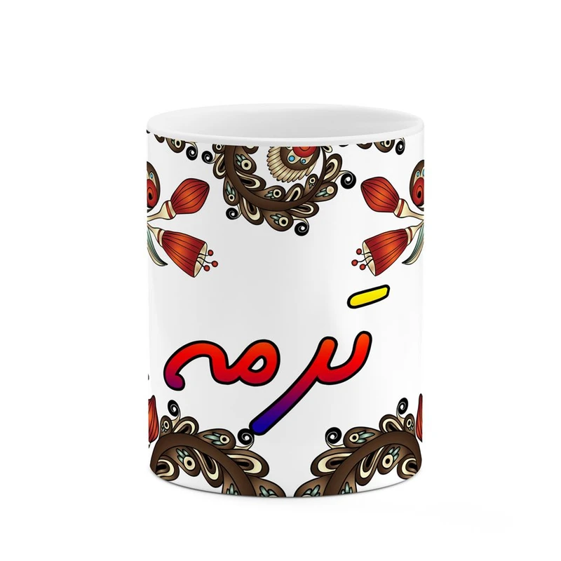 ماگ کاکتی مدل اسم ترمه طرح سنتی گل و بته کد mgh44554