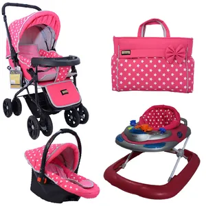 ست کالسکه و کریر مدل مدل ستاره کد 1076 به همراه روروئک و ساک لوازم کودک