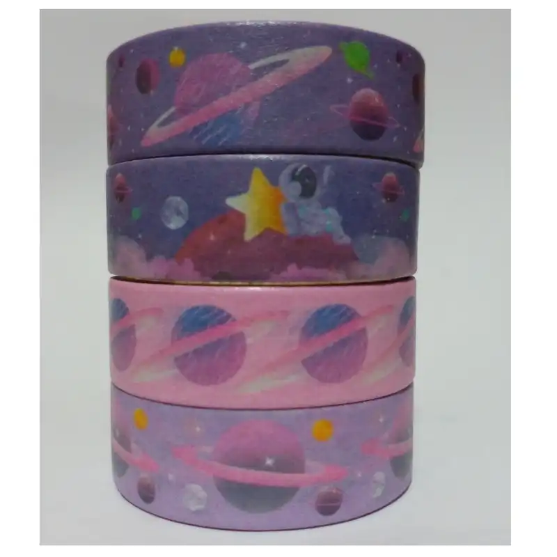 چسب نواری مدل واشی طرح کهکشانی کد 22 عرض 1.5 سانتی متر مجموعه 4 عددی