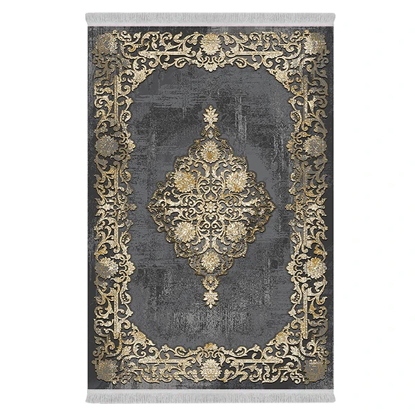 فرش پارچه‌ای دفه مدل فرشینه شانل مخمل ترک طرح فانتزی کد 03615