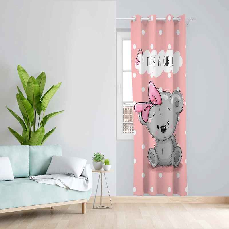 پرده طرح کودک مدل مخمل پانچی کد 5065R z سایز 140x200 سانتی متر