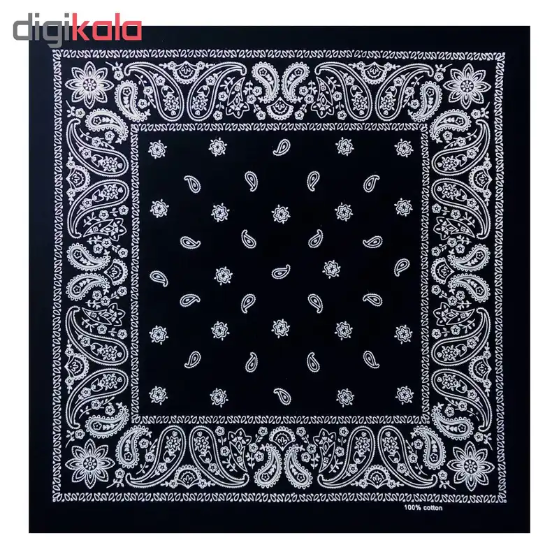دستمال سر و گردن باندانا طرح بته جقه مشکی کد ۲