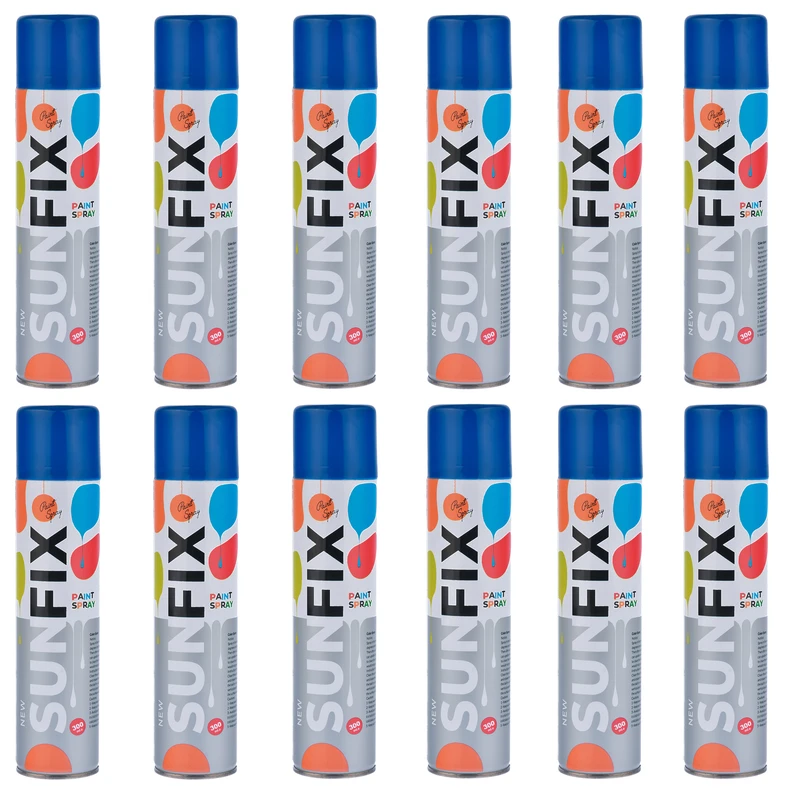 اسپری رنگ آبی براق سانفیکس کد ShineB300 حجم 300 میلی لیتر مجموعه 12 عددی